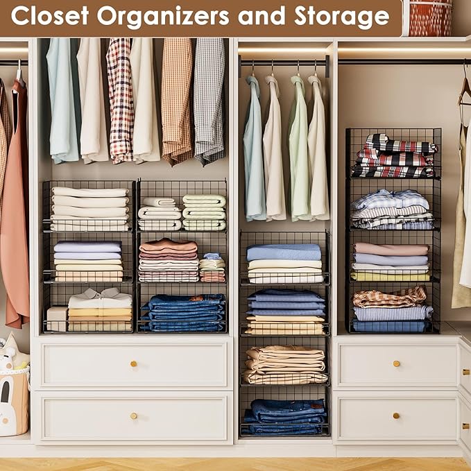 Yociyoga 4-Tier Stackable Closet Organizers and Storage Shelves, Foldable - Image 6