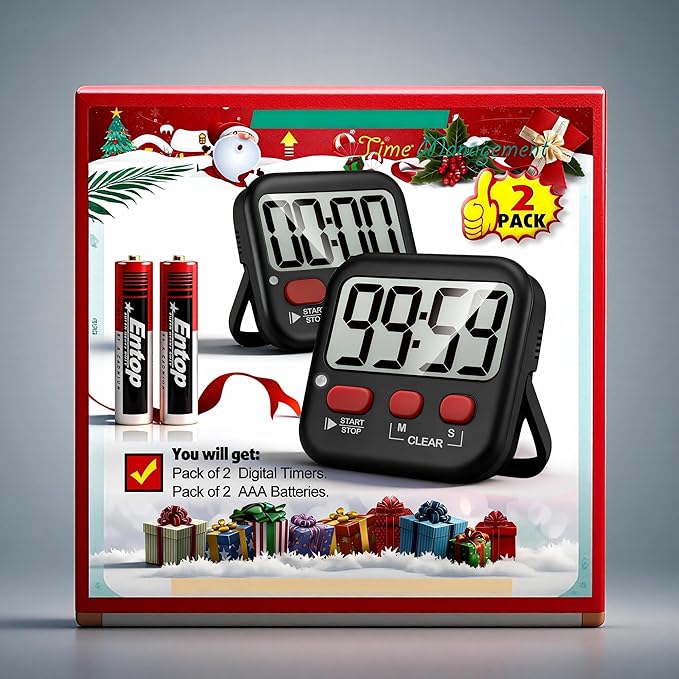 Antonki 2 Pack Digital Timer for Kids, Magnetic Countdown Kitchen Timers for - Image 9