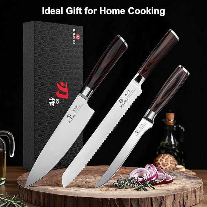 imarku 3 Piece Knife Set, Professional Japanese High Carbon Stainless Steel - Image 8