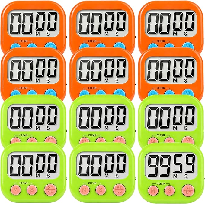 12 Pack Digital Kitchen Timer Small Classroom Timers by VOULOIR