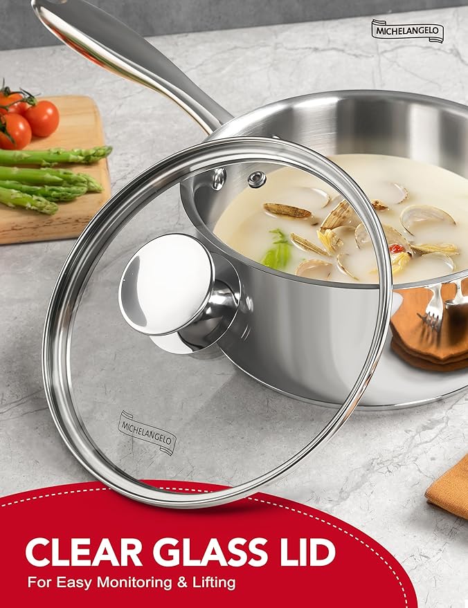 MICHELANGELO Stainless Steel Sauce Pan Set - Image 6