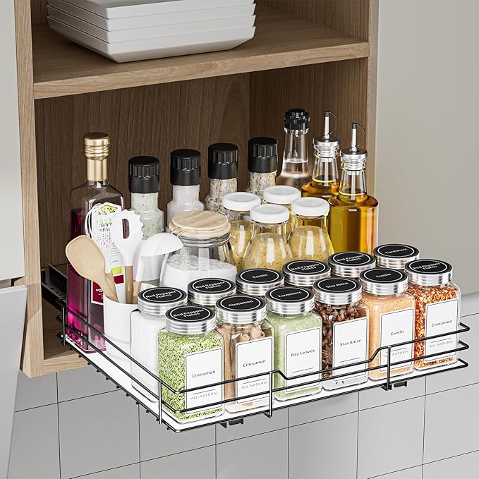 BOIVSHI Spice Rack Organizer for Cabinet, 1 Tier Pull Out Spice Rack, Spice - Image 2
