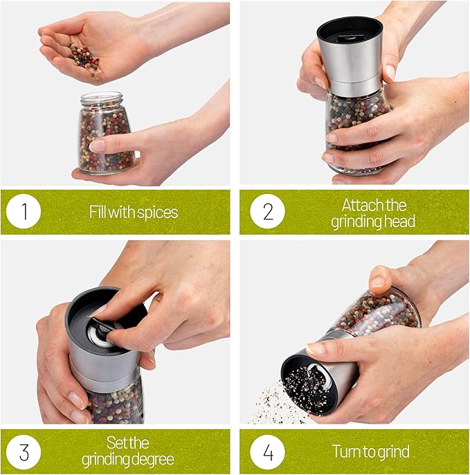 ZOLMER® Premium Stainless Steel Salt and Pepper Grinder Set | Adjustable - Image 5