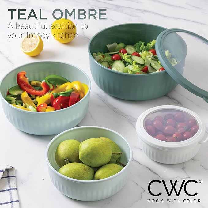 COOK WITH COLOR Prep Bowls with Lids- Wide and Deep Nesting Plastic Small - Image 5