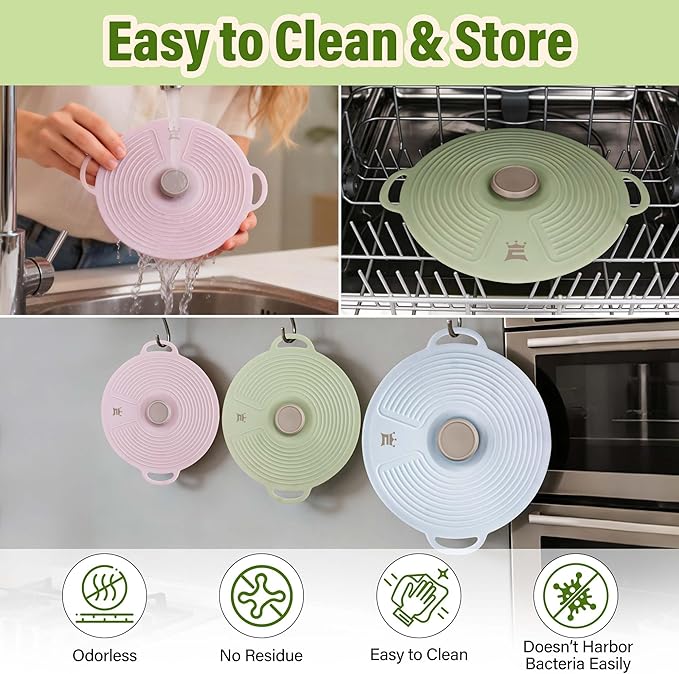 Silicone Lids for Bowl 3 Pack, Microwave Splatter Cover - Image 8
