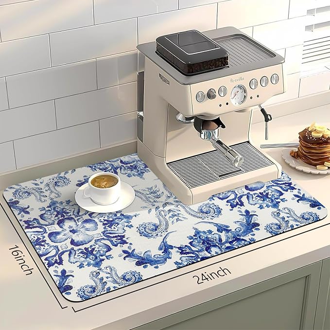 Bloss Dish Drying Mat, Kitchen Counter Mats, Absorbent Hide Stain Rubber Backed - Image 2