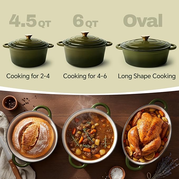 4.5 Quart Dutch Oven Pot with Lid, Non Stick Enameled Cast Iron Dutch Oven - Image 3