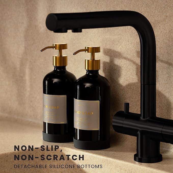 Hand and Dish Soap Dispenser for Kitchen and Bathroom, Stainless Steel Pumps - Image 2