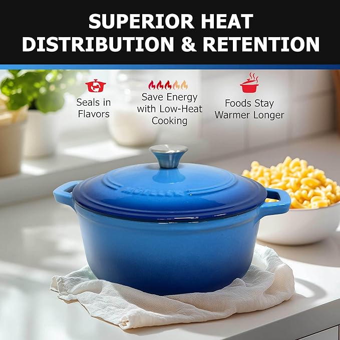 Mueller 6qt Enameled Cast Iron Dutch Oven, Heavy-Duty Casserole and Braiser Pan - Image 4