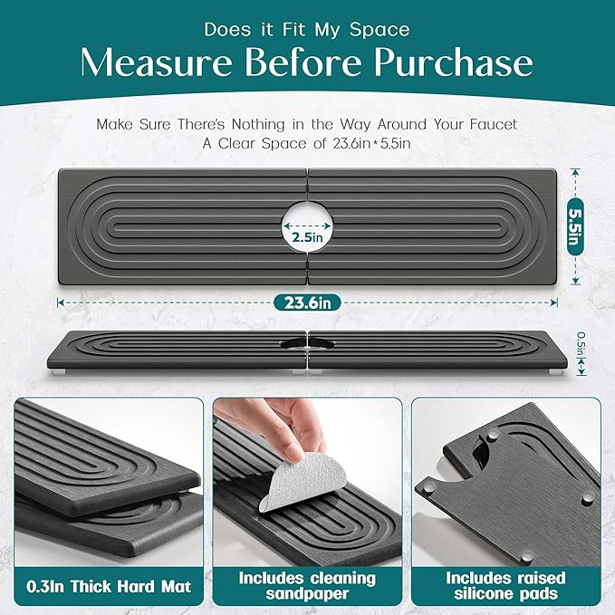 Large Faucet Mat for Kitchen Sink - Image 2