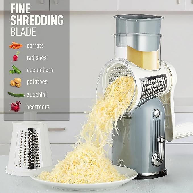 Zulay Kitchen Rotary Cheese Grater 5 Blade Cheese Shredder - Image 6