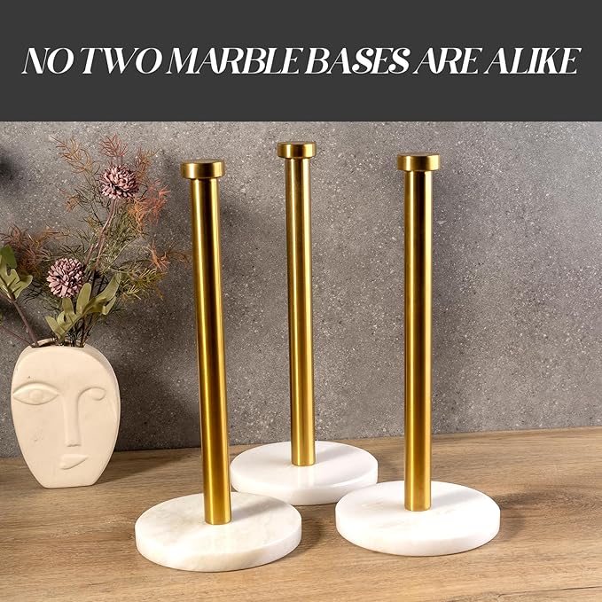 Koville African Genuine Marble Paper Towel Holder Countertop, - Image 6