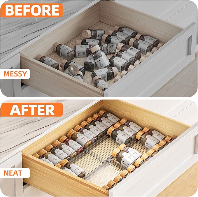 MUDEELA Clear Spice Drawer Organizer, 4 Tier- 2 Set Spice Rack - Image 7