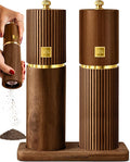 Wooden Salt and Pepper Grinder Set – Refillable Manual Salt and Pepper Mills by STYLEDSETTINGS
