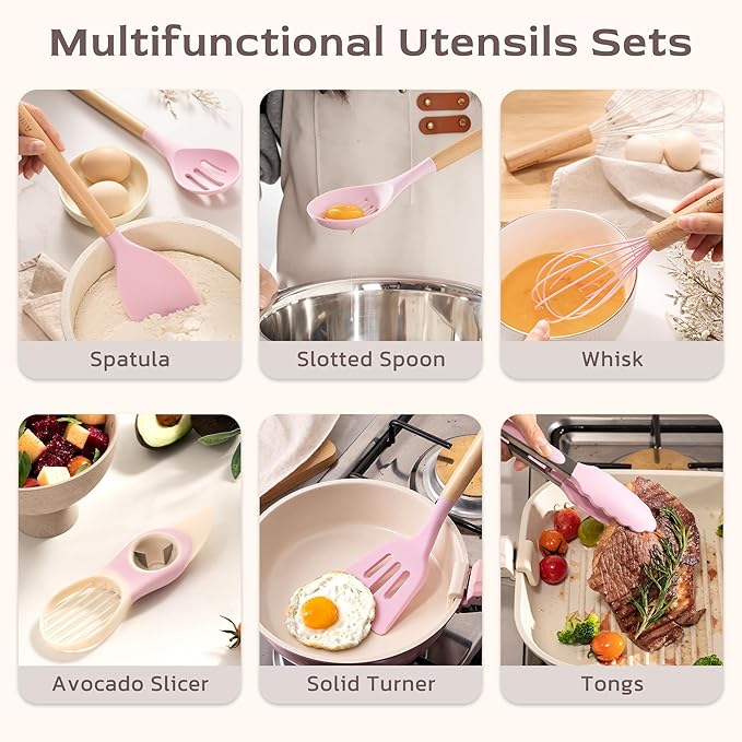 Astercook Kitchen Utensils set, 446°F Heat Resistant Food Grade Utensil Sets - Image 5