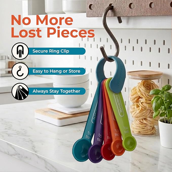 Farberware Kitchen Basics Measuring Cup & Spoon Set – 9-Piece Colorful Nesting - Image 6