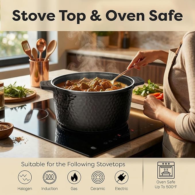 Gotham Steel Hammered 5 Qt Lightweight Dutch Oven Pot - Image 7