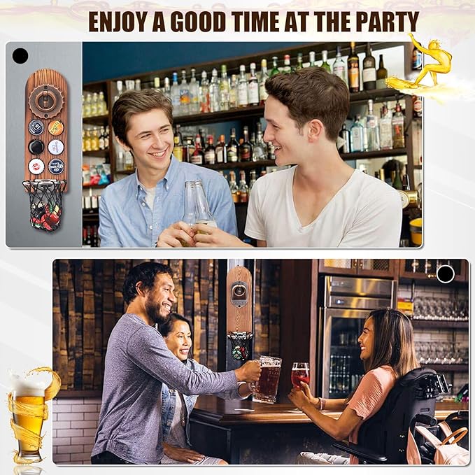 Magnetic Bottle Openers with Catcher, Wall Mounted Wooden Beer Bottle Opener - Image 7