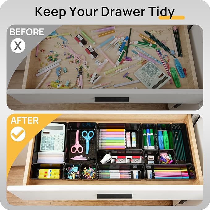 Vtopmart 25 PCS Office Desk Drawer Organizers Set, 4-Size Versatile Plastic - Image 2