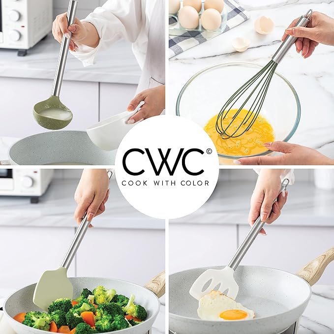 COOK WITH COLOR Silicone Cooking Utensils, Kitchen Utensil Set, Cooking Utensils - Image 7
