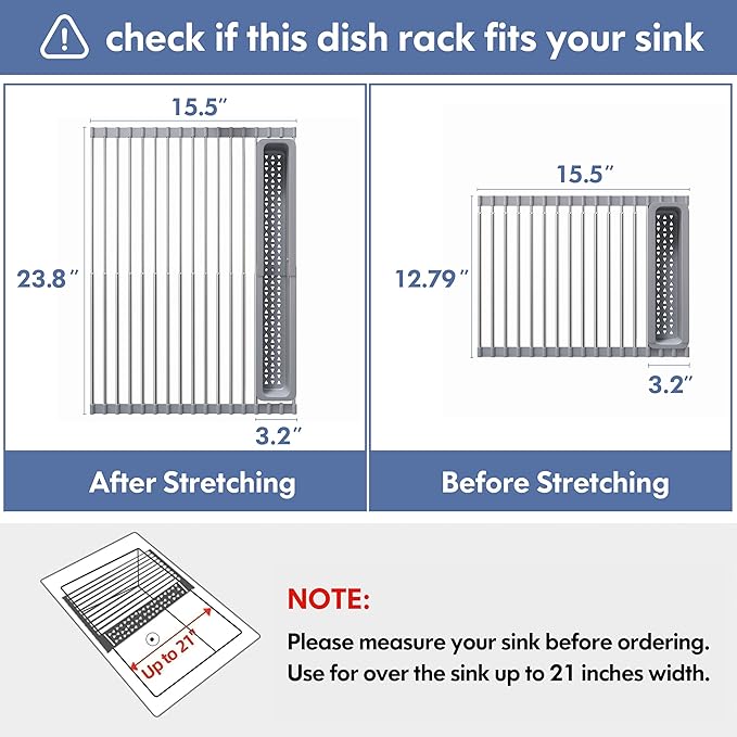 JASIWAY Over The Sink Dish Drying Rack - Image 5