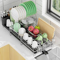 Large 2 Tier Dish Drying Rack, Extendable Dish Rack, Stainless Steel Anti-Rust by Pantasia