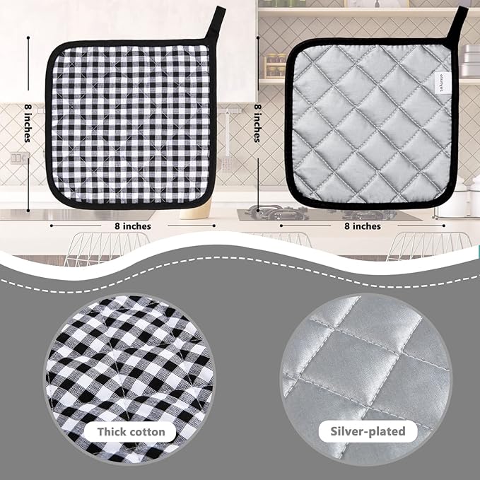 Joyhalo 4 Pack Pot Holders for Kitchen, Cotton Oven Holder - Image 2