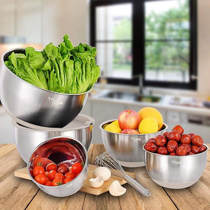 Wildone Mixing Bowls with Airtight Lids Set, with Grater Attachments & Non-Slip - Image 6