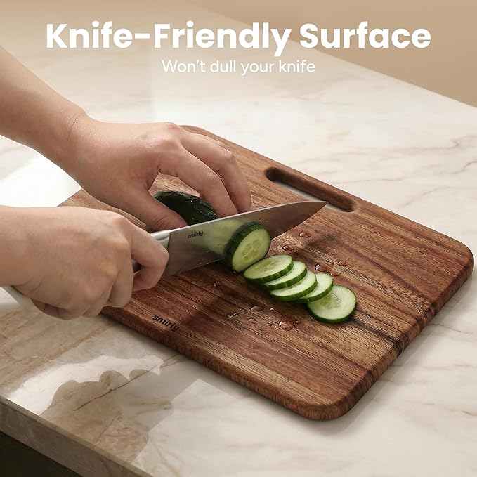 SMIRLY Wooden Cutting Boards for Kitchen, Double-Sided Cutting Board - Image 6