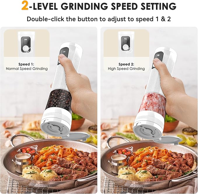 Electric Salt and Pepper Grinder Set, Upgrade 2-Speed Setting, External 5 - Image 4