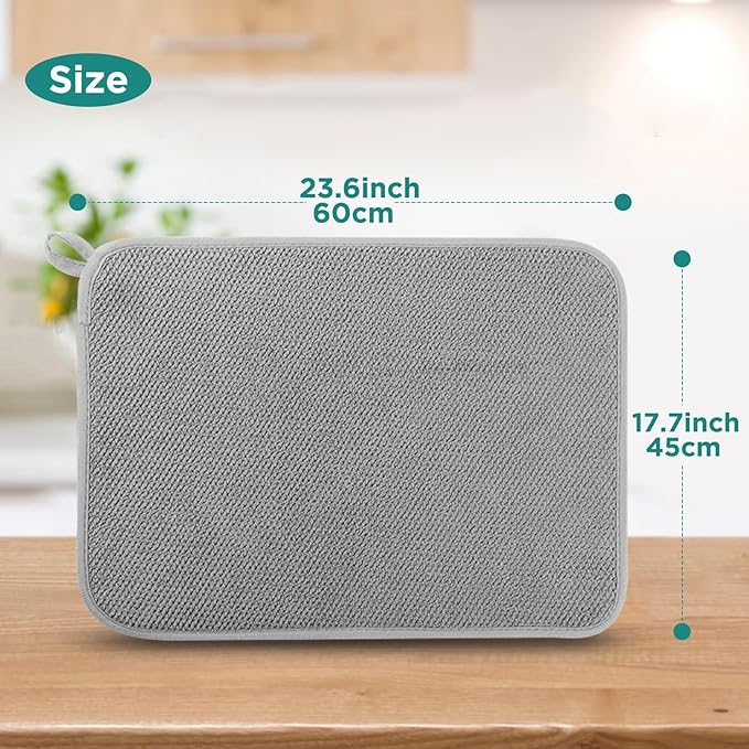GeeRic Microfiber Dish Drying Mat, Super Absorbent Kitchen Dish Drying Pad - Image 2