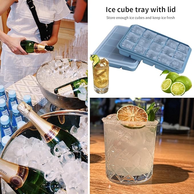 Ice Cube Trays Set of 3, Easy Release 15 Flexible Silicone Ice Cube Molds - Image 7