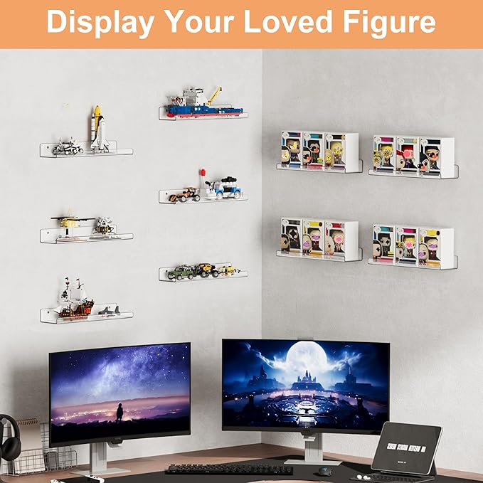 upsimples 14 Pack Acrylic Shelves Wall Organizer and Storage, Toy Cars - Image 5