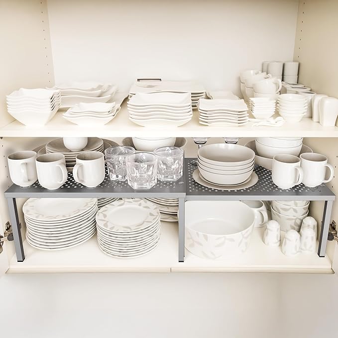 Simple Houseware Expandable Stackable Cabinet and Counter Shelf Organizer - Image 2