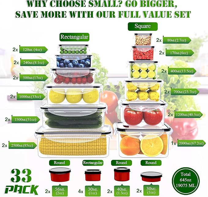 RockBerry 66 Pcs Large Food Storage Containers - Image 2