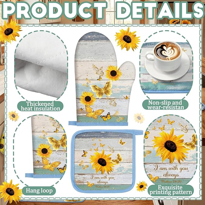 Fourluoo 10 Pcs Sunflower Kitchen Decor and Accessories Set Sunflower Kitchen - Image 5