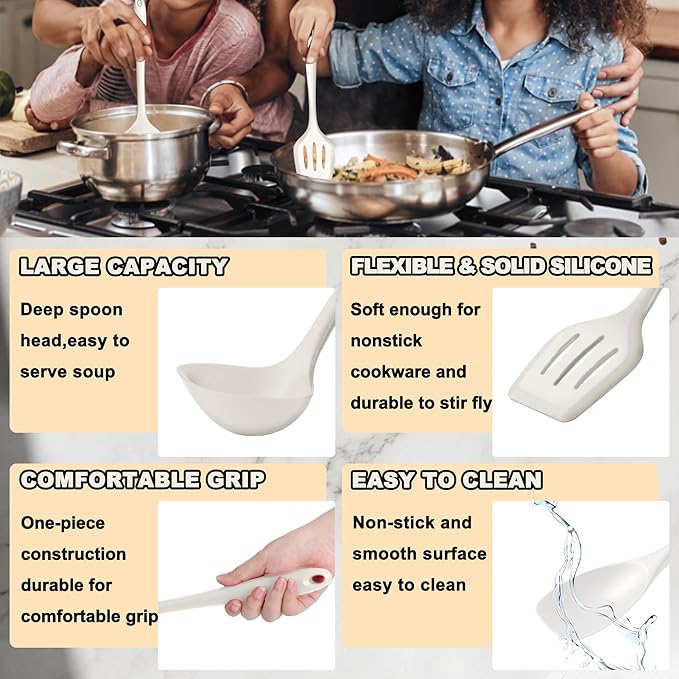 E-far 10 Pieces Silicone Cooking Utensils Set, Heat Resistant Kitchen Utensil - Image 4