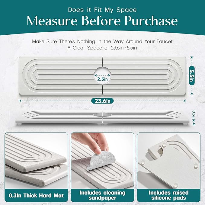 Large Faucet Mat for Kitchen Sink - Image 2