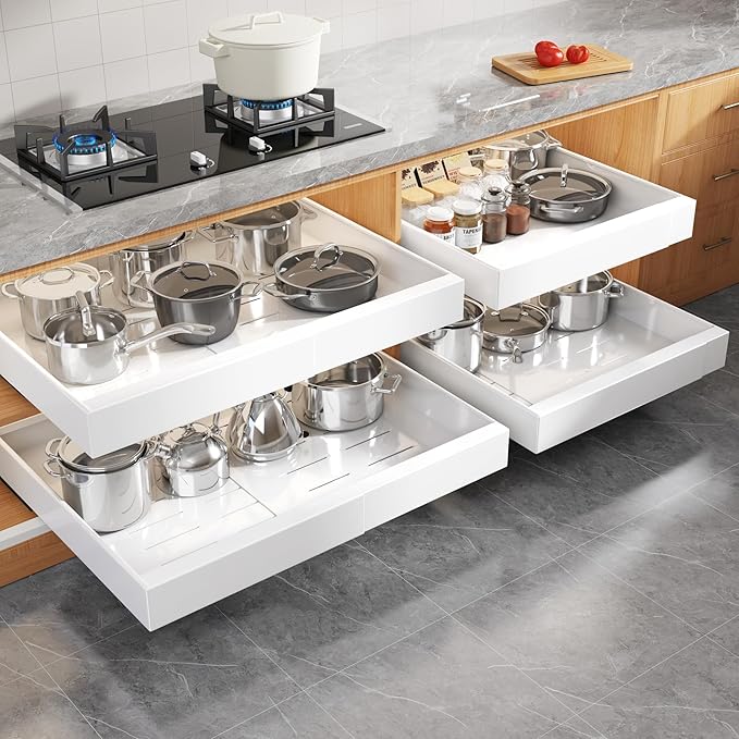 Seinloes 4 Pack Expandable Width Pull Out Cabinet Organizer 21" Deep by Seinloes