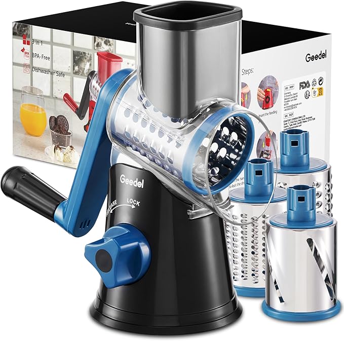 Geedel Rotary Cheese Grater, Kitchen Mandoline Vegetable Slicer by Geedel