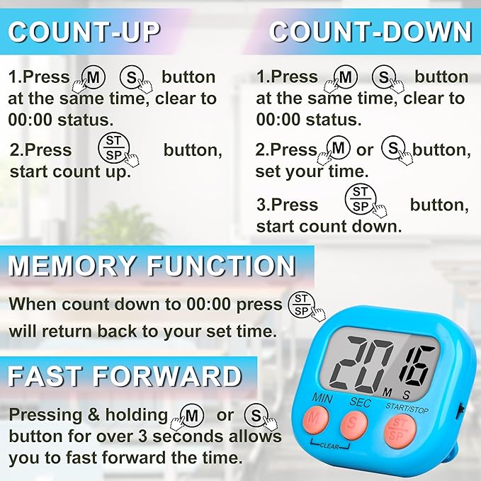 ZILLEEN Classroom Timer for Kids Teachers 2 Pack Digital Timers - Image 8