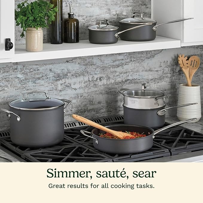 Cuisinart Chef's Classic™ Nonstick Hard Anodized 17 Piece Set w/Tempered Glass - Image 4