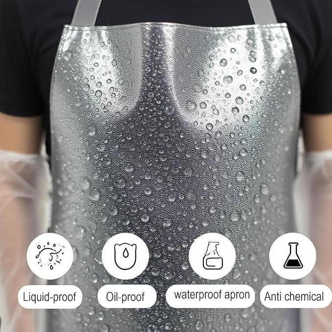 ELEBOX Waterproof Oil Proof Bib Apron Utility Apron Chemical Resistant Apron - Image 4