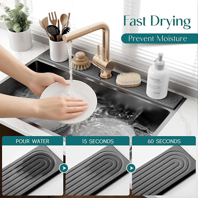 eormoe 30 inch Kitchen Faucet Absorbent Mat - Image 3