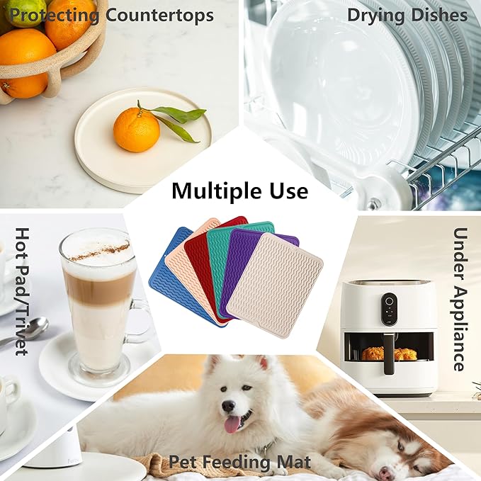 ZLR Silicone Dish Drying Mat 12" x 12" Square - Image 5