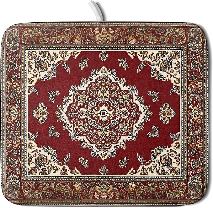 Giwawa Vintage Boho Dish Drying Mat Antique Tribal Rustic Red Floral Dish by Giwawa
