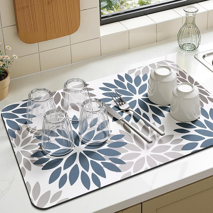 Findosom Floral Dish Drying Mat, Cuttable Drying Mat - Image 7