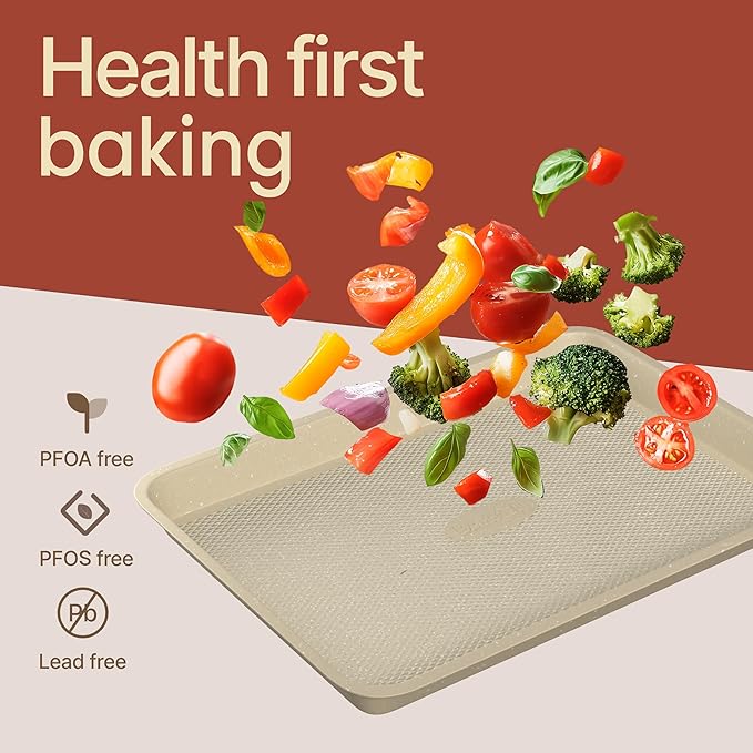 Diamond Bottom Cookie Sheet Set of 2, Nonstick White Marble Carbon Steel Baking - Image 7