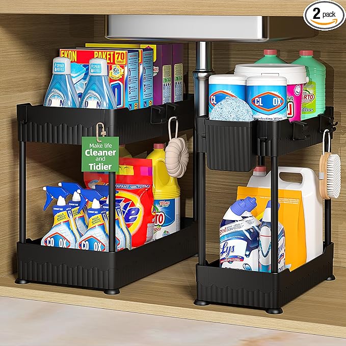 Sevenblue 2 Pack Under Sink Organizer, Under Bathroom Cabinet Organizer by Sevenblue