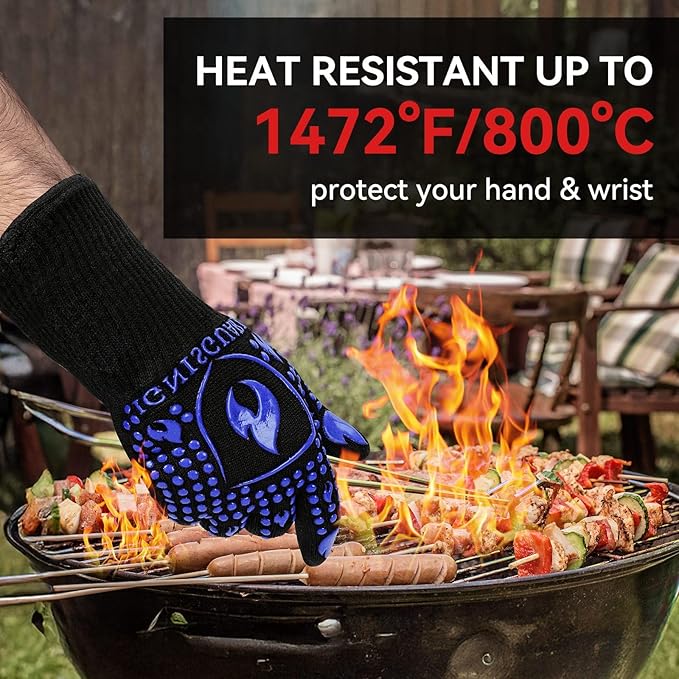 BBQ & Grill Gloves, Oven Gloves, 1472°F Silicone Oven Mitts Heat Resistant - Image 2
